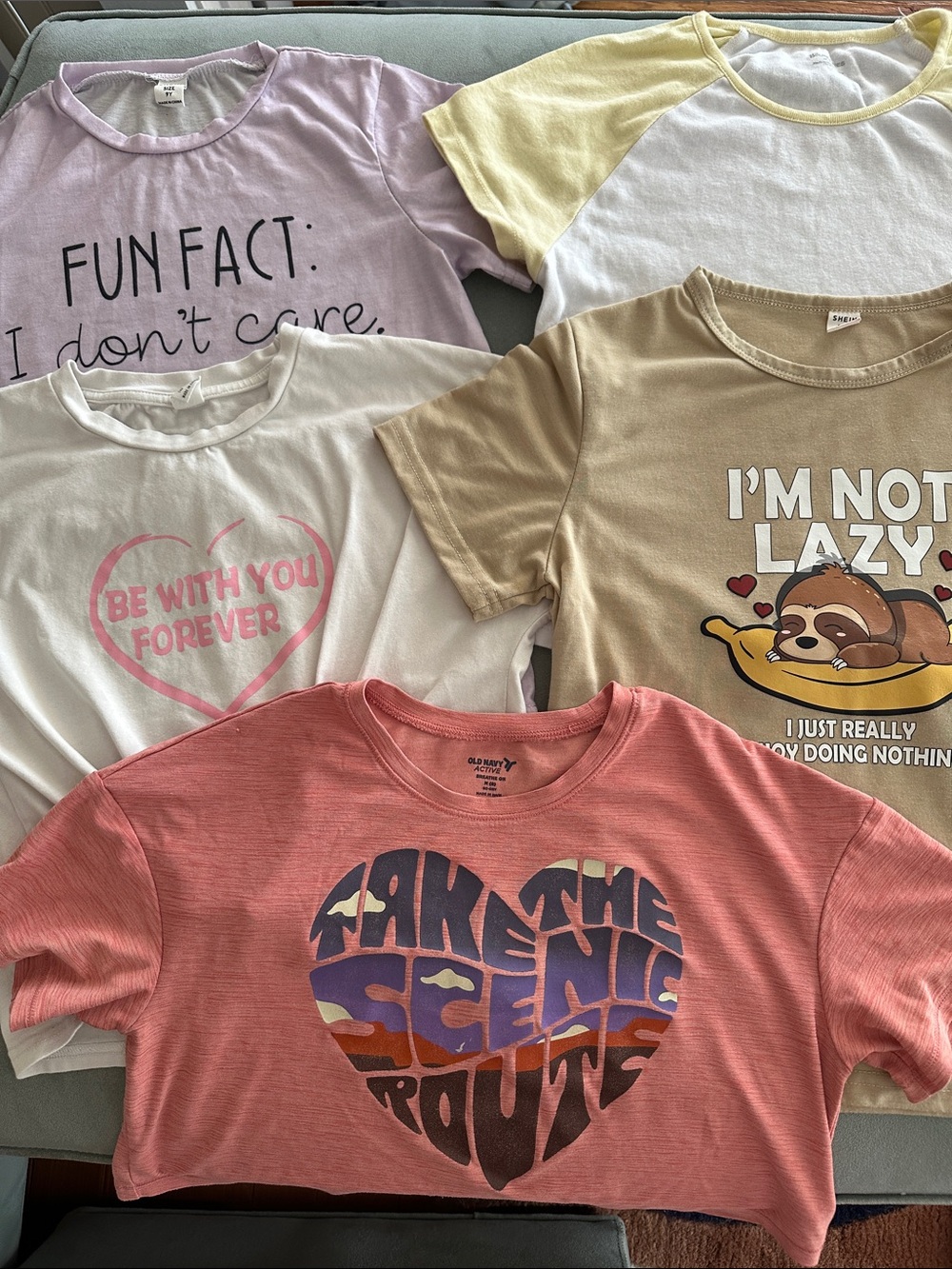 Lot of 5 girls size (8/10) Tee Shirts Old Navy No Boundaries SHEIN